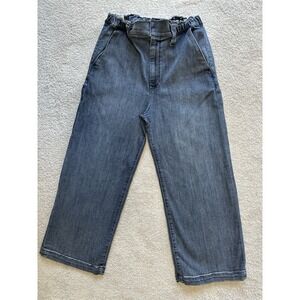 Express Jeans Womens 6 Blue Cropped Wide Leg‎ High Rise Dark Wash Stretch